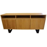 Petunia  Buffet Table 160cm 3 Door 3 Niche Elm Timber Wood Metal Leg - Natural