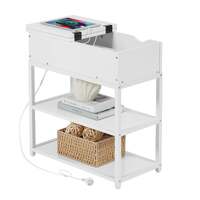 Casadiso Bedside Table with Powerboard - Multi-Tier Sleek White Side Table with Charging Station (Casadiso Saiph Pro)