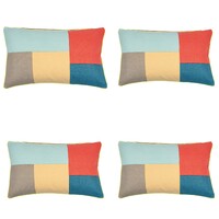 Pack of 4 Geo Beige Block Design Rectangle Cushion Cover 30cm x 50cm