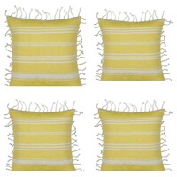 Pack of 4 Fresh Yellow & White Striped Cushion Cover with knotted edging