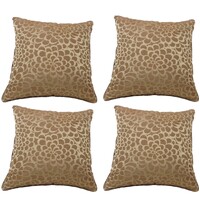 Pack of 4 Flower Beige Petal Design Square Cushion Covers