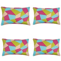 Pack of 4 Geo Green Geometric Design Rectangle 40x60cm Cushion Covers