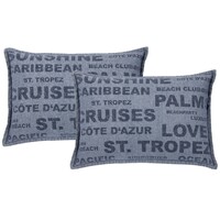 Pack of 2 Denim Sunshine Wording Cushion Cover Cruises, Caribbean, Love etc