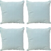 Pack of 4 Frida Aqua Blue 50cm x 50cm Cushion Covers with piping