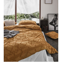 Tufted ultra soft microfiber quilt cover set-double caramel