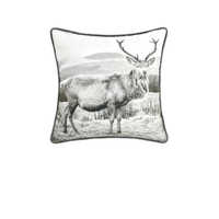 Bianca Alpine Stag Taupe Jacquard Square Velvet Filled Cushion