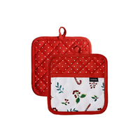 Ladelle Joyful Red Set of 2 Pot Holders 21 x 21 cm