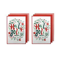 Ladelle Joyful Jolly Christmas Set of 6 Cotton Kitchen Towels Red