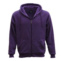 Adult Unisex Zip Plain Fleece Hoodie Hooded Jacket Mens Sweatshirt Jumper XS-8XL, Purple, S