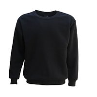 New Adult Unisex Plain Pullover Fleece Jumper Mens Long Sleeve Crew Neck Sweater, Black, M