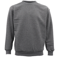 New Adult Unisex Plain Pullover Fleece Jumper Mens Long Sleeve Crew Neck Sweater, Grey, M