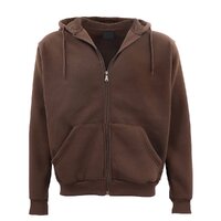 Adult Unisex Zip Plain Fleece Hoodie Hooded Jacket Mens Sweatshirt Jumper XS-8XL, Brown, XL