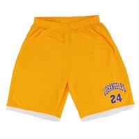 Men's Basketball Sports Shorts Gym Jogging Swim Board Boxing Sweat Casual Pants, Yellow - Los Angeles 24, L