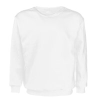 New Adult Unisex Plain Pullover Fleece Jumper Mens Long Sleeve Crew Neck Sweater, White, S