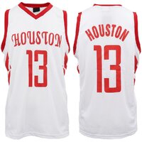 New Men's Basketball Jersey Sports T Shirt Tee Vest Tops Gym Chicago Los Angeles, White - Houston 13, S