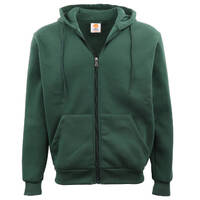 Adult Unisex Zip Plain Fleece Hoodie Hooded Jacket Mens Sweatshirt Jumper XS-8XL, Dark Green, 2XL