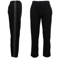 Men's Fleece Casual Sports Track Pants w Zip Pocket Striped Sweat Trousers S-6XL, Black w Grey Stripes, L