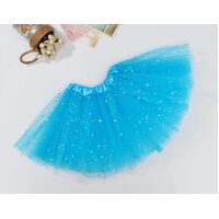 Sequin Tulle Tutu Skirt Ballet Kids Princess Dressup Party Baby Girls Dance Wear, Aqua, Adults