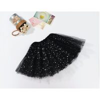 Sequin Tulle Tutu Skirt Ballet Kids Princess Dressup Party Baby Girls Dance Wear, Black, Adults