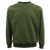 New Adult Unisex Plain Pullover Fleece Jumper Mens Long Sleeve Crew Neck Sweater, Olive, 4XL