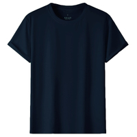 Adult 100% Cotton T-Shirt Unisex Men's Basic Plain Blank Crew Tee Tops Shirts, Navy, 2XL