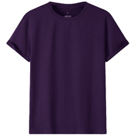 Adult 100% Cotton T-Shirt Unisex Men's Basic Plain Blank Crew Tee Tops Shirts, Purple, XL