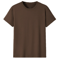 Adult 100% Cotton T-Shirt Unisex Men's Basic Plain Blank Crew Tee Tops Shirts, Coffee, L
