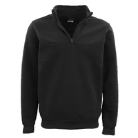 New Men's Unisex Adult Half-Zip Fleece Jumper Pullover Stand Collar Jacket Shirt, Black, S