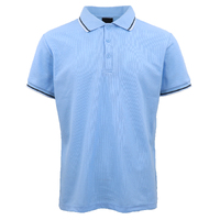 Men's Unisex Polo Shirts Basic Plain Breathable Tops Cotton Cascual Sport Shorts, Blue, 2XL