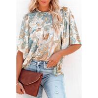 Azura Exchange Paisley Print Wide Sleeves Loose Blouse - S