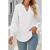 Azura Exchange Split Neck Textured Loose Blouse - XL