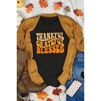 Azura Exchange Thankful Grateful Blessed Graphic Tee - M