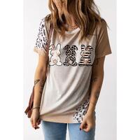 Azura Exchange Easter Bunny Leopard Bleached Print Graphic Tee - S