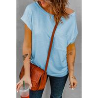 Azura Exchange Pocketed Knit Tee with Side Slits - S