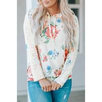 Azura Exchange Lace Contrast Long Sleeve Hoodie - M