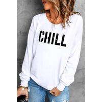 Azura Exchange CHILL Letters Pattern Sweatshirt with Contrast Trim - XL