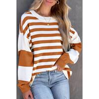 Azura Exchange Drop Shoulder Striped Pullover Sweatshirt - XL