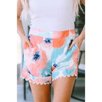 Azura Exchange Water Marbling Print Lace Trim Shorts - 16 US