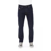 Logo Button Regular Fit Jeans with Tricolor Insert and Contrast Stitching W40 US Men