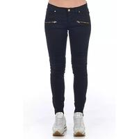 Stretch Denim Biker Jeans with Worn Wash and Multipockets 42 IT Women