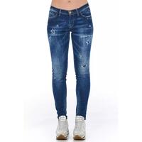 Worn Wash Skinny Denim Jeans with Multi-Pockets W26 US Women