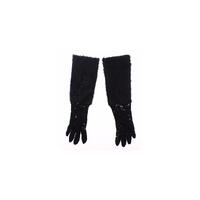 Luxury Black Wool Lace and Xiangao Lamb Fur Gloves 7.5 Women