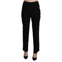 Black High Waist Straight Pants 44 IT Women