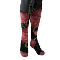 Floral Stretch Stockings with Logo Details M Women