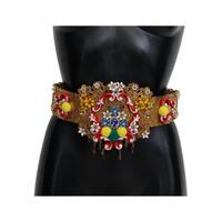 Floral Crystal Embellished Wide Waist Belt 42 IT Women