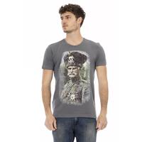 Short Sleeve T-shirt with Round Neck and Front Print L Men