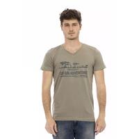 Short Sleeve V-Neck T-Shirt with Front Print L Men