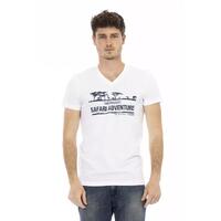 Short Sleeve V-Neck T-shirt with Front Print 2XL Men