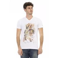 Short Sleeve V-Neck T-shirt with Front Print L Men