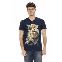 Short Sleeve T-shirt with V-neck and Front Print L Men